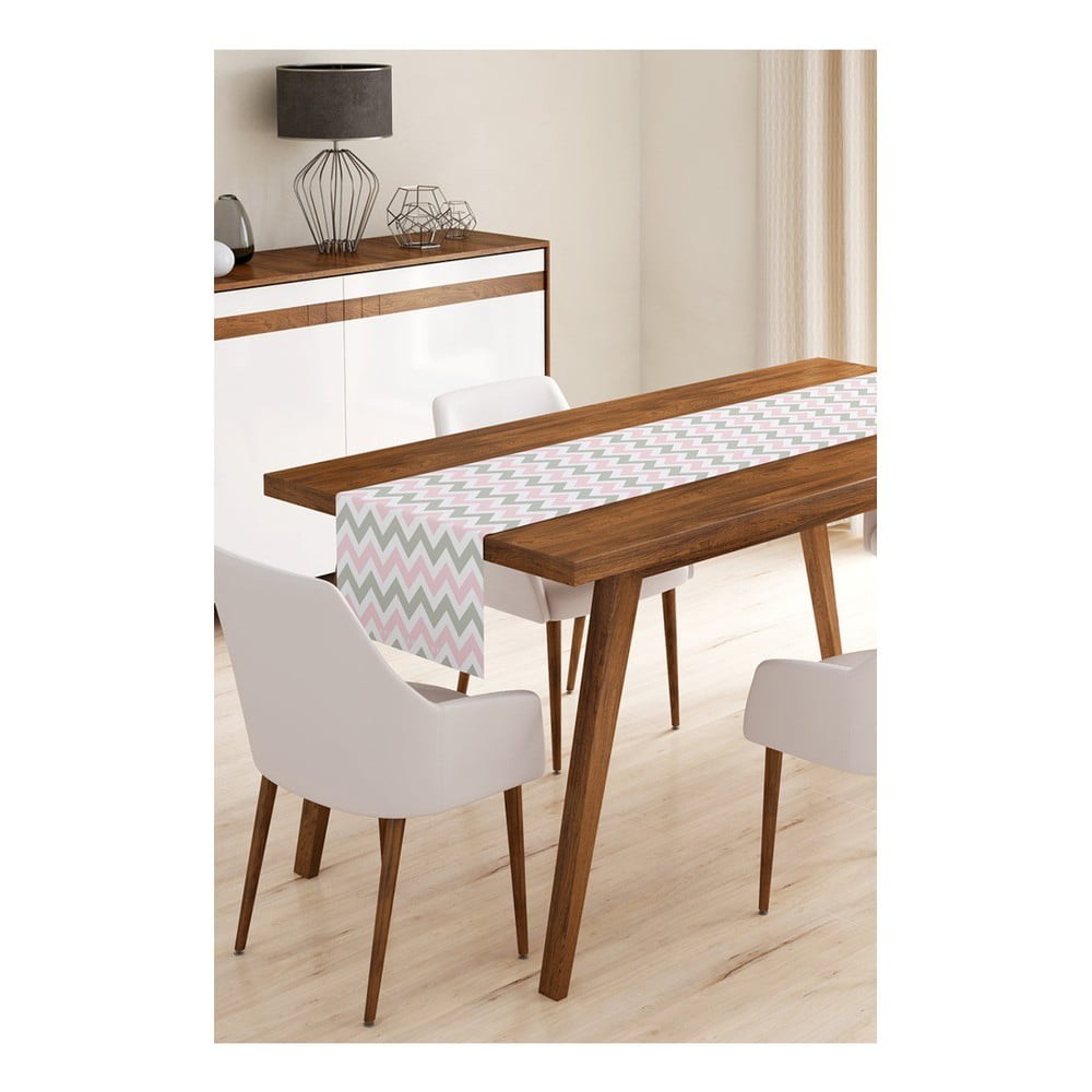 Běhoun na stůl z mikrovlákna Minimalist Cushion Covers Pinky Grey Stripes