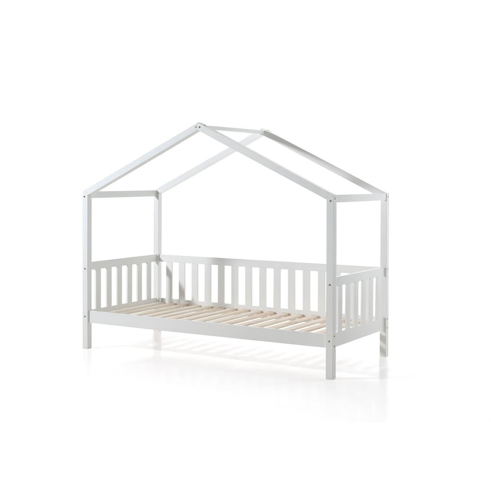 Bílá domečková dětská postel z borovicového dřeva Vipack Dallas