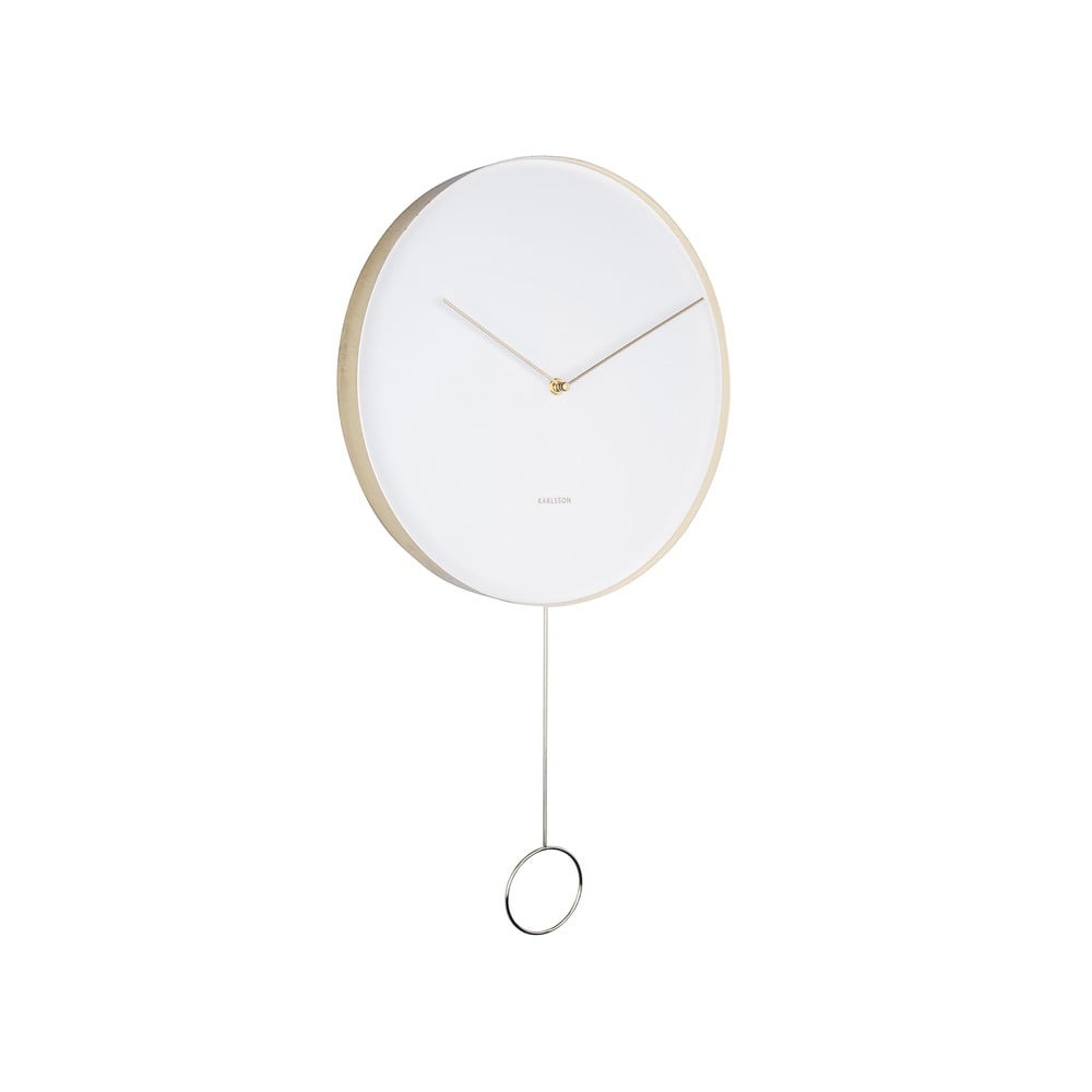 Bílé nástěnné kyvadlové hodiny Karlsson Pendulum