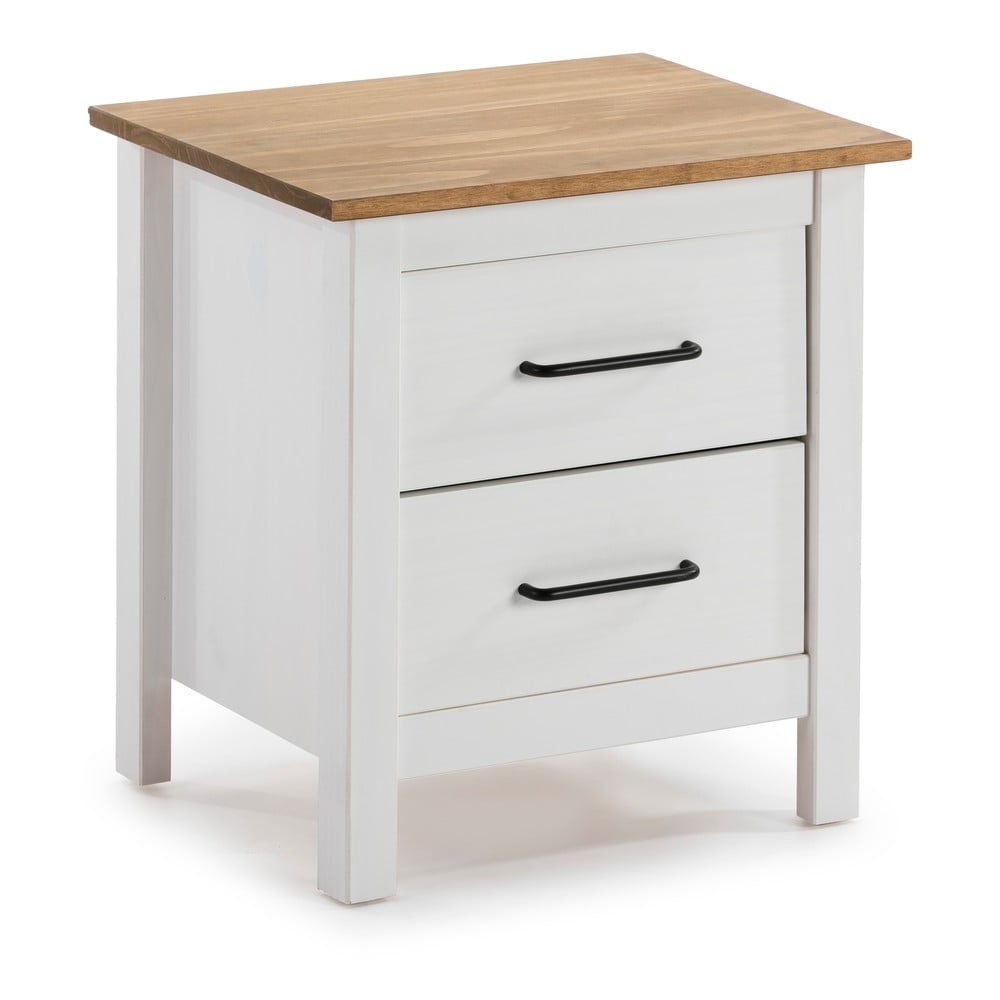Bílý dřevěný noční stolek Marckeric Miranda