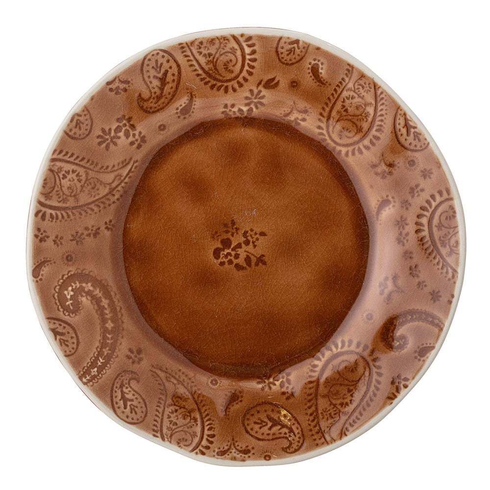 Červenohnědý dezertní talíř z kameniny Bloomingville Rani