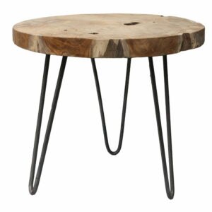 Odkládací stolek s deskou z neopracovaného teakového dřeva HSM collection Helen