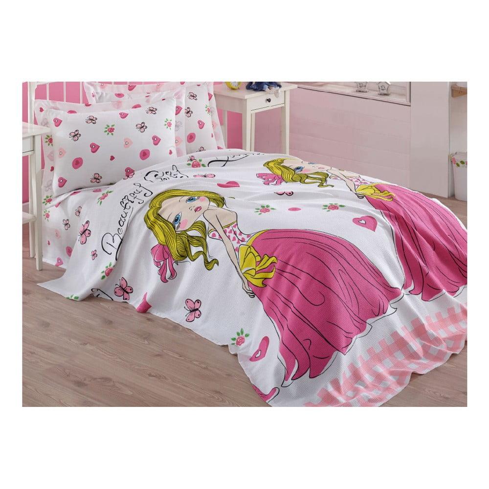 Růžový dětský bavlněný přehoz přes postel Mijolnir Princess