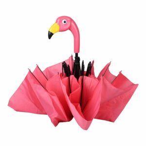 Růžový skládací deštík Esschert Design Flamingo