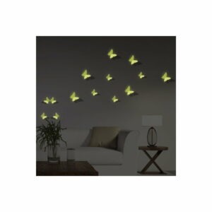 Sada 12 ve tmě svítících 3D samolepek Ambiance Butterflies