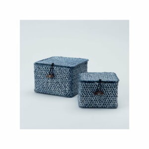 Sada 2 modrých úložných košíků z rákosí Compactor Lidwhite