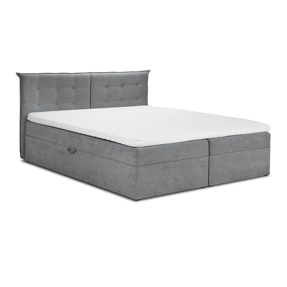 Šedá boxspring postel s úložným prostorem 140x200 cm Echaveria – Mazzini Beds