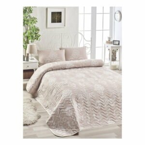 Set přehozu přes postel a 2 povlaků na polštář s příměsí bavlny Mijolnir Kralice Pink