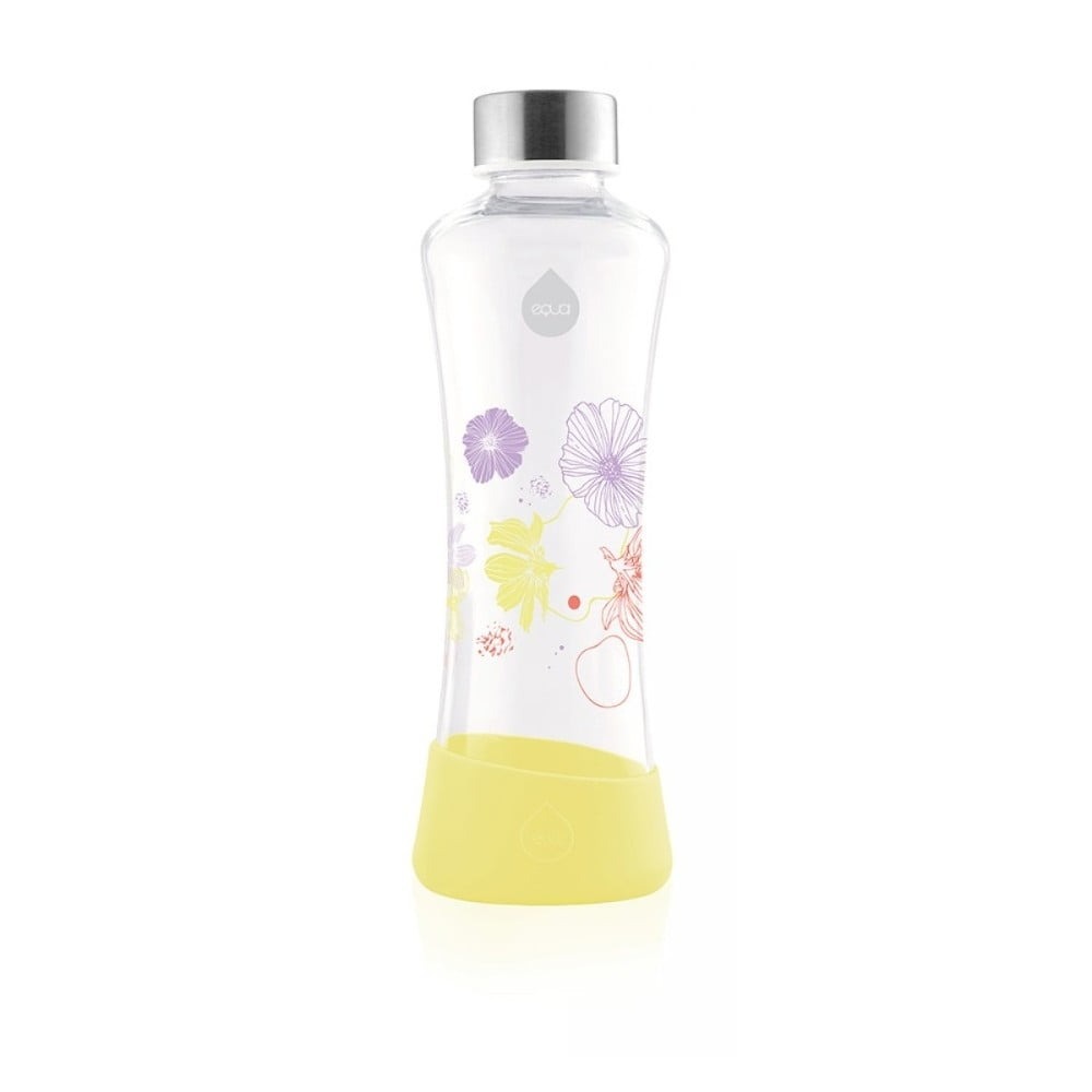 Žlutá láhev z borosilikátového skla Equa Flowerhead Daisy