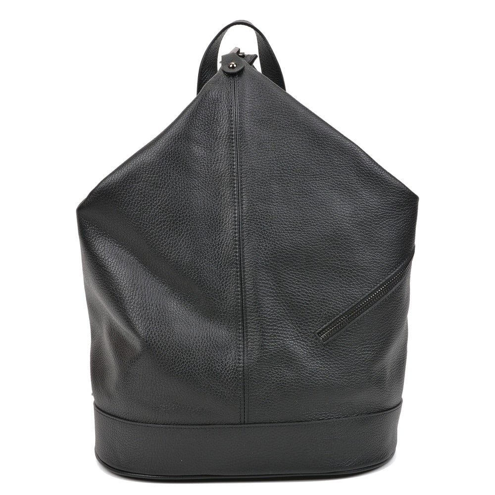 Černý kožený batoh Carla Ferreri Chic