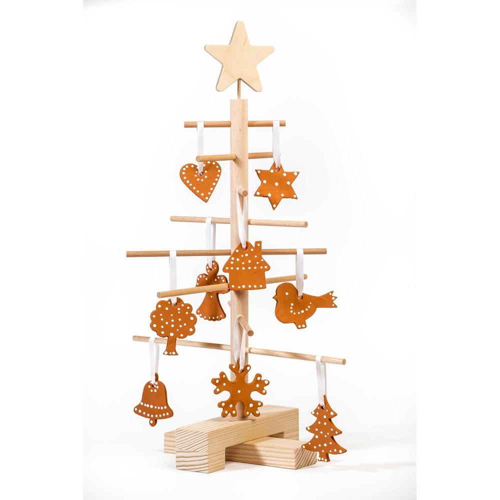 Set dřevěného vánočního stromku a 14 terakotových ozdob Nature Home