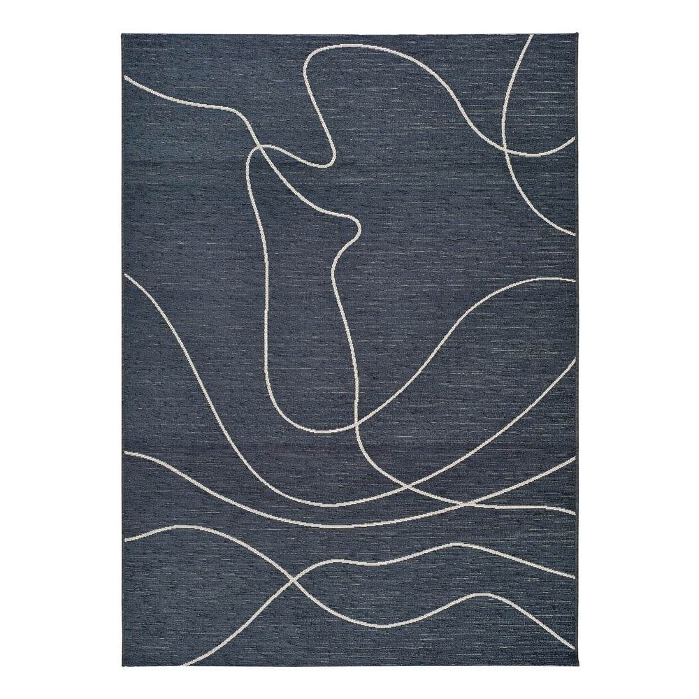 Tmavě modrý venkovní koberec s příměsí bavlny Universal Doodle