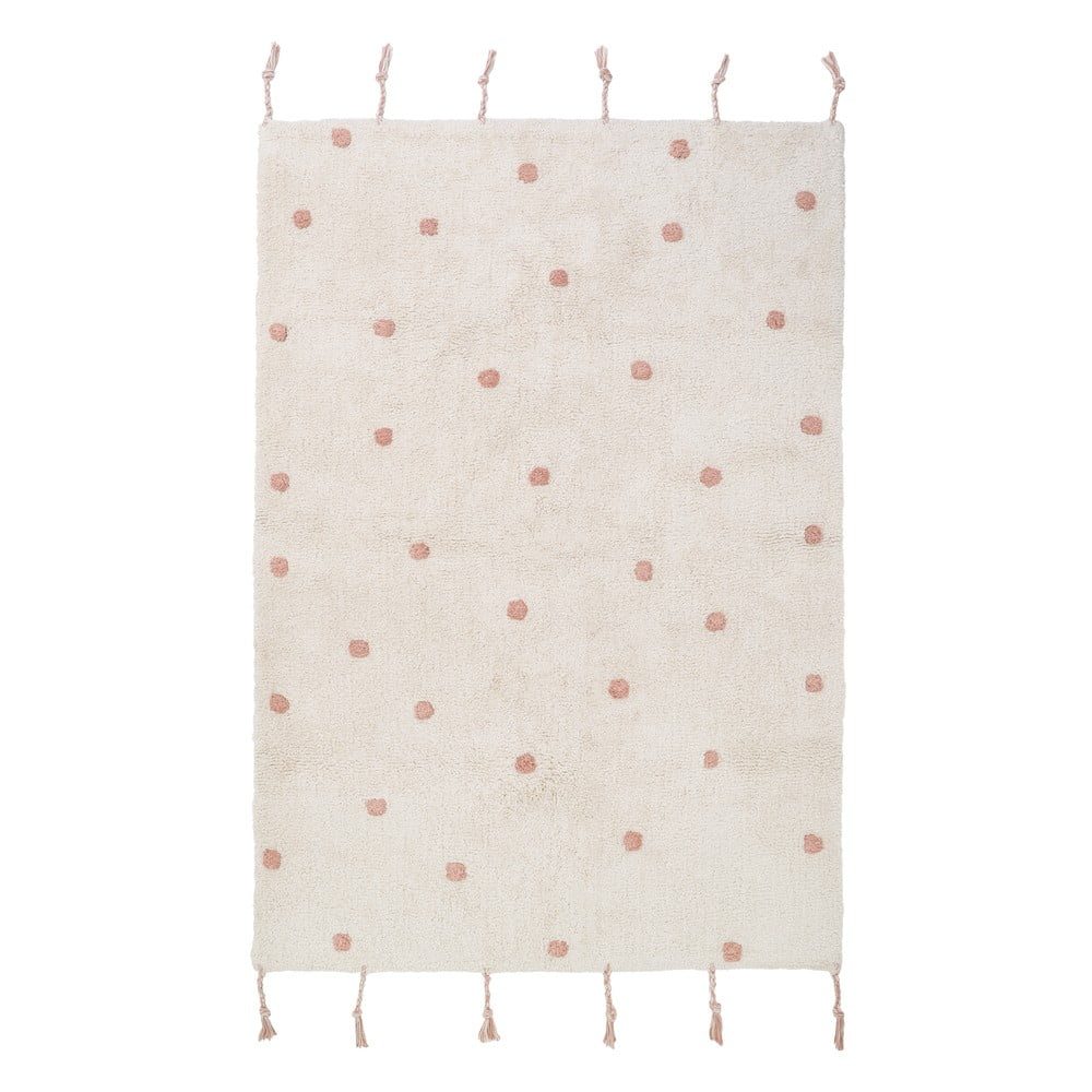 Béžovo-růžový ručně vyrobený koberec z bavlny Nattiot Numi