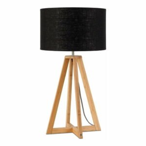 Stolní lampa s černým  stínidlem a konstrukcí z bambusu Good&Mojo Everest