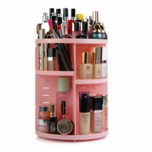 Růžový plastový koupelnový organizér na kosmetiku – Hermia