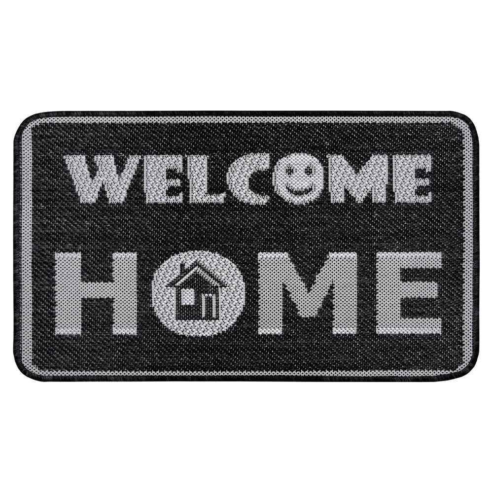 Antracitově šedá rohožka Hanse Home Weave Smiley Welcome