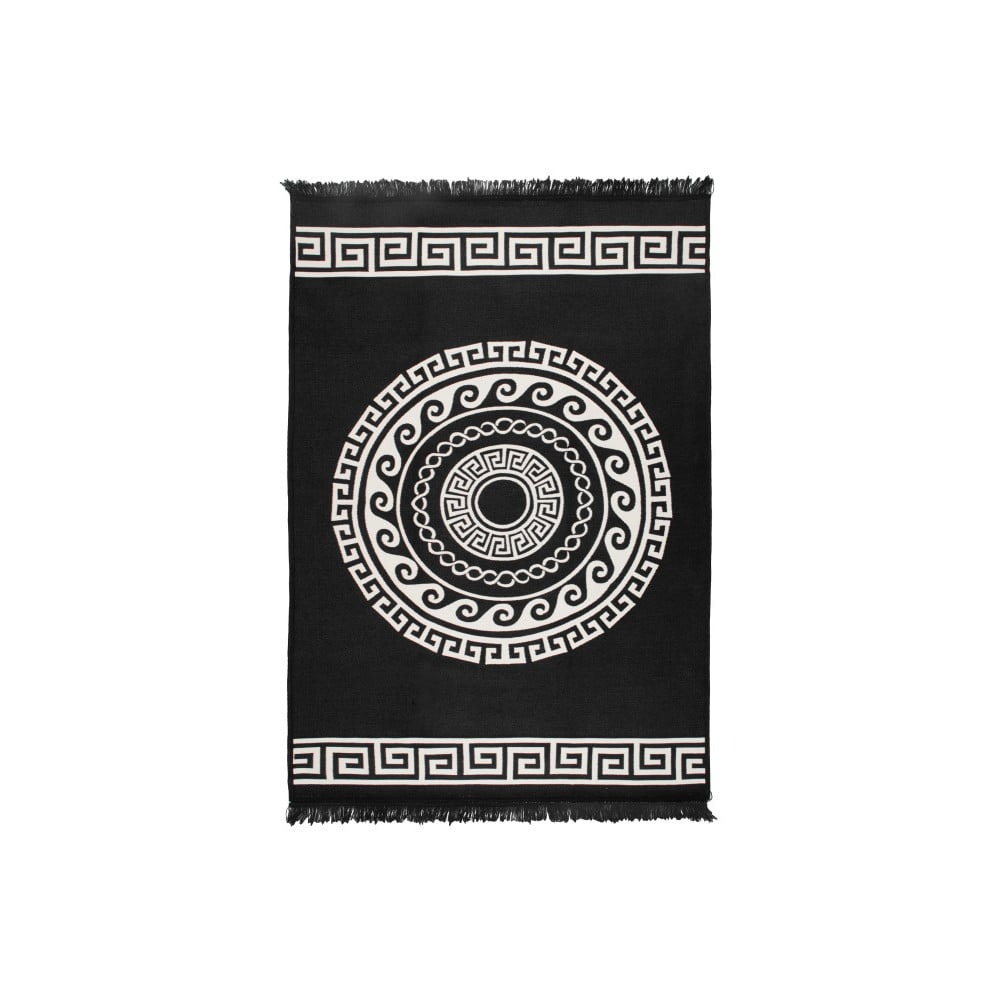 Béžovo-černý oboustranný koberec Mandala
