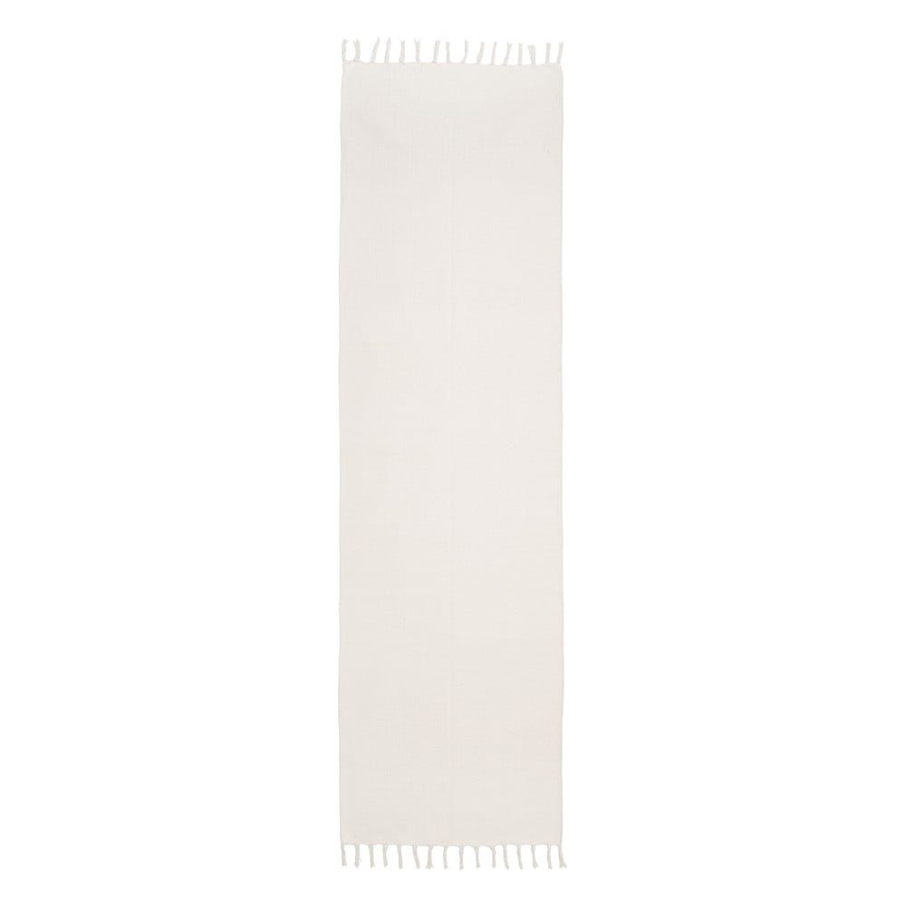 Bílý ručně tkaný bavlněný běhoun Westwing Collection Agneta