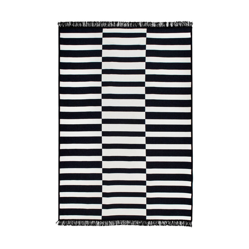 Černo-bílý oboustranný koberec Poros