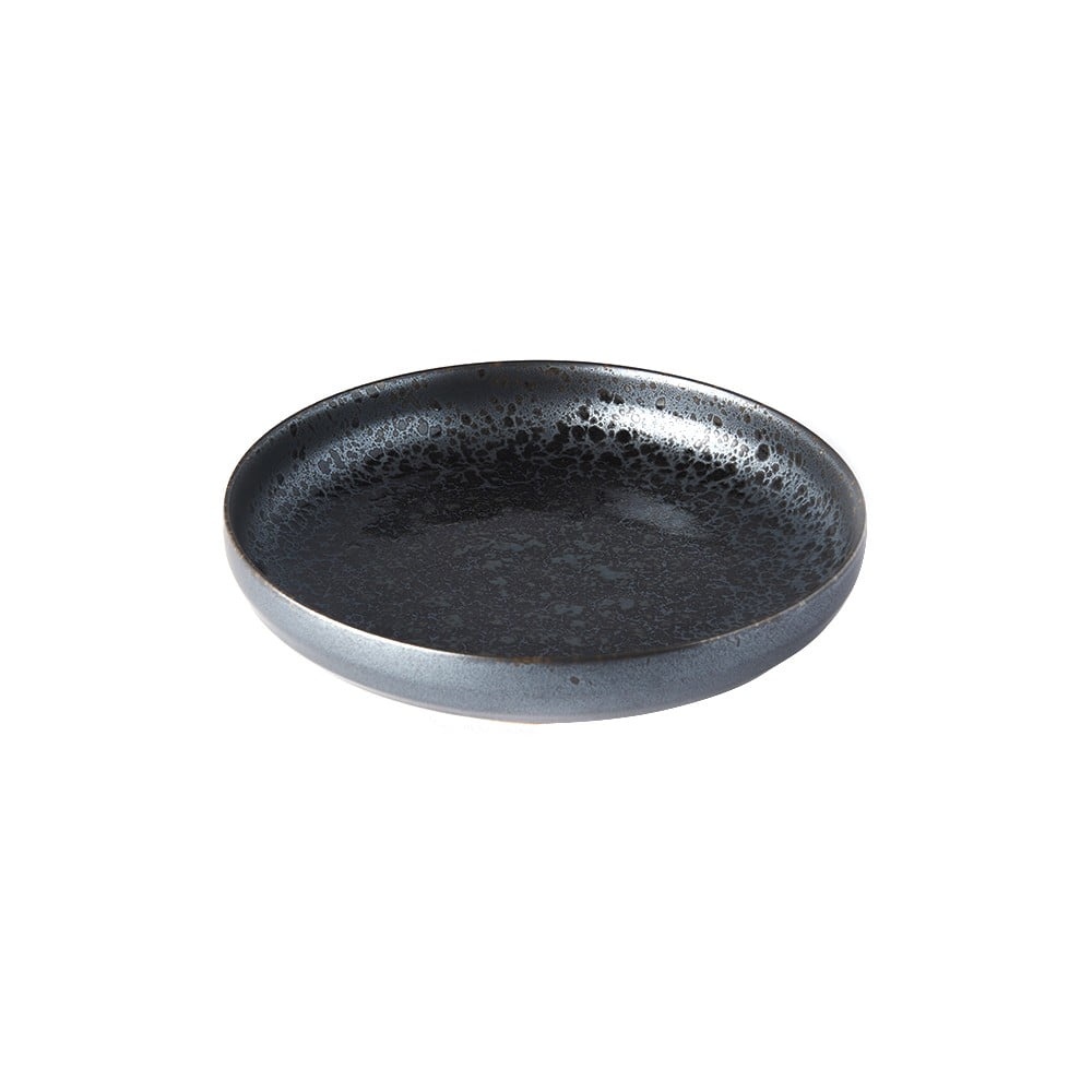 Černo-šedý keramický talíř se zvednutým okrajem MIJ Pearl