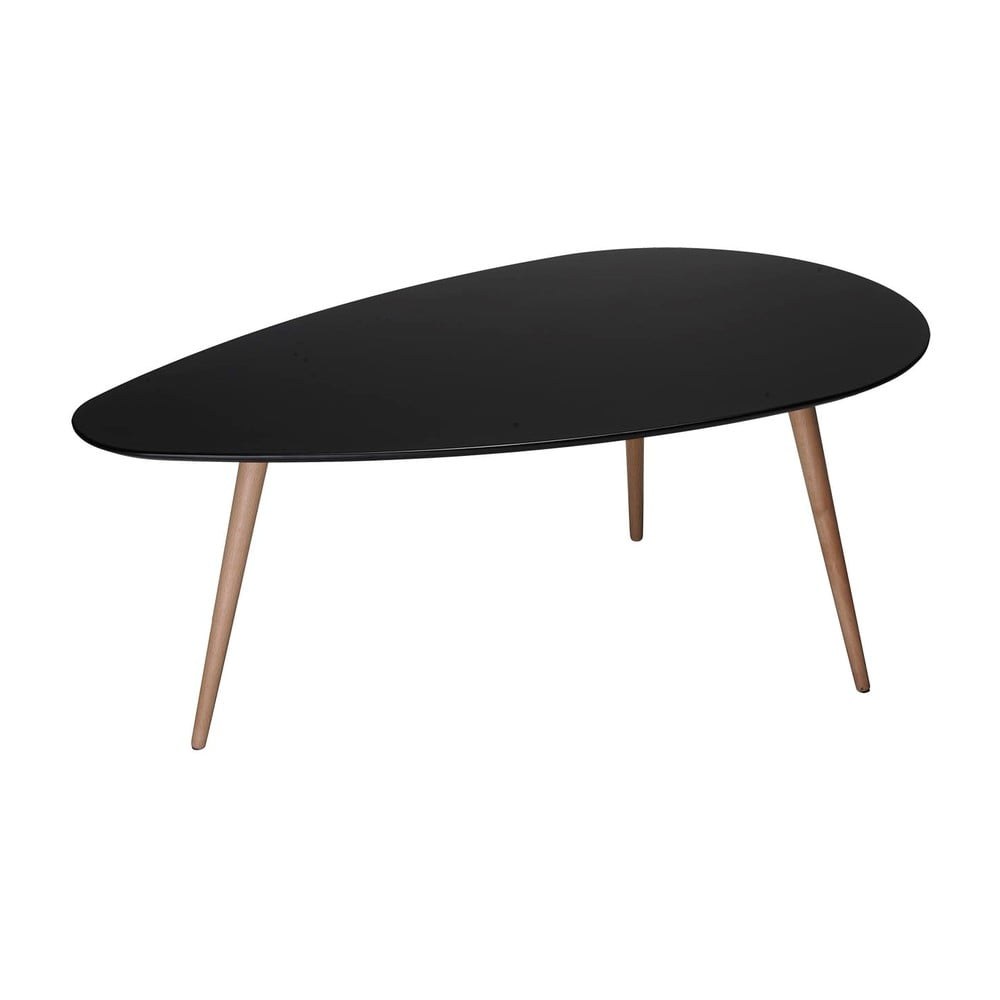 Černý konferenční stolek s nohami z bukového dřeva Furnhouse Fly