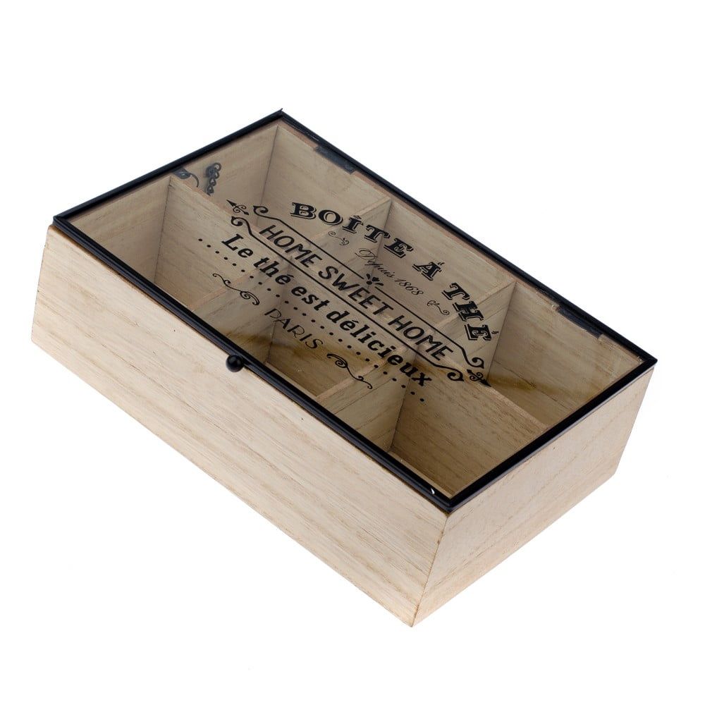 Dřevěná krabička na čaj se 6 přihrádkami Dakls Hannah